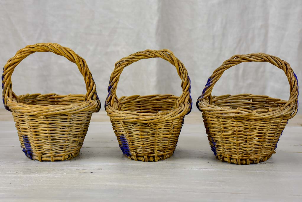 Two antique French raspberry baskets