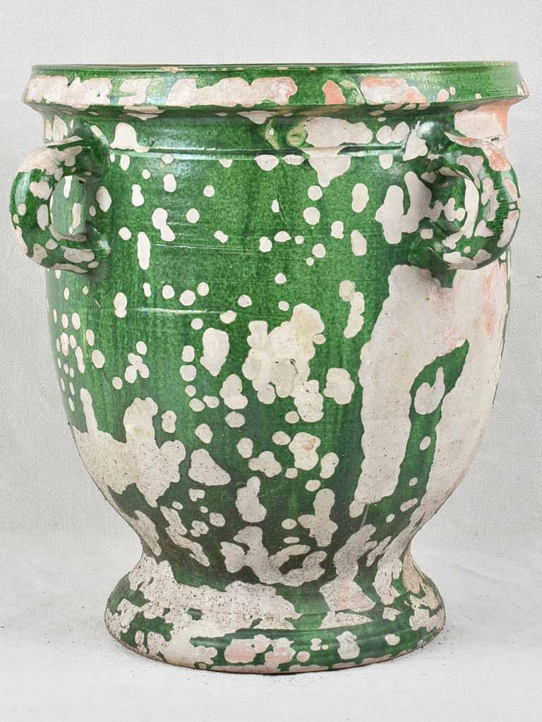 19th century green Castelnaudary planter w/ 4 handles 22"