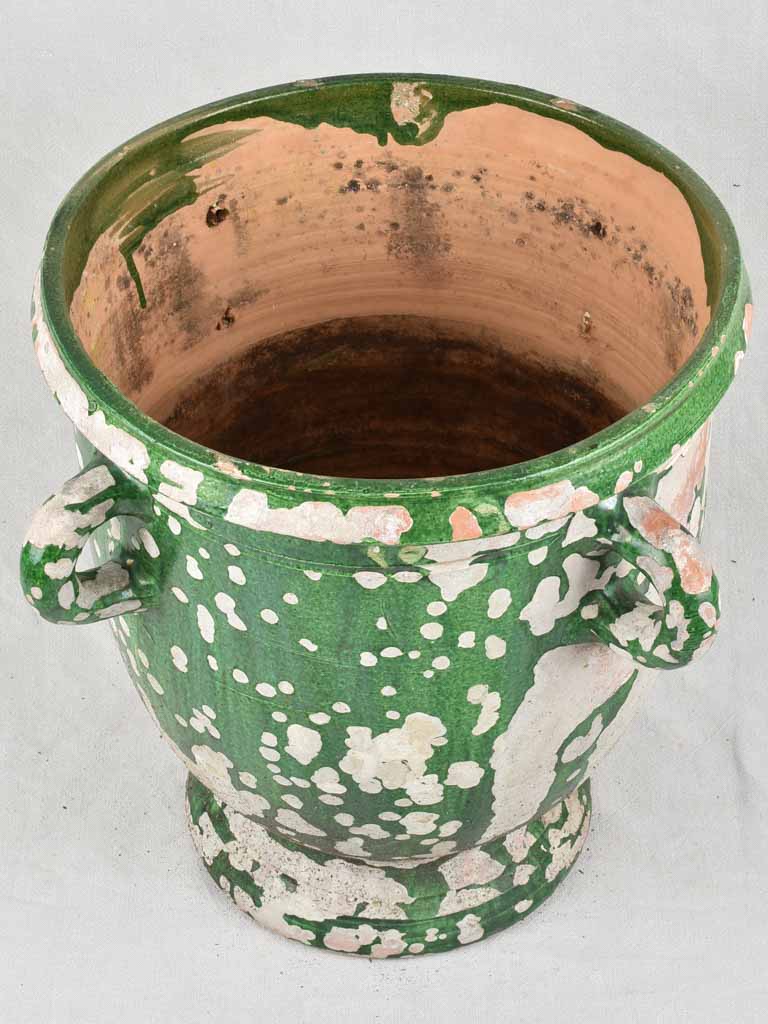 19th century green Castelnaudary planter w/ 4 handles 22"