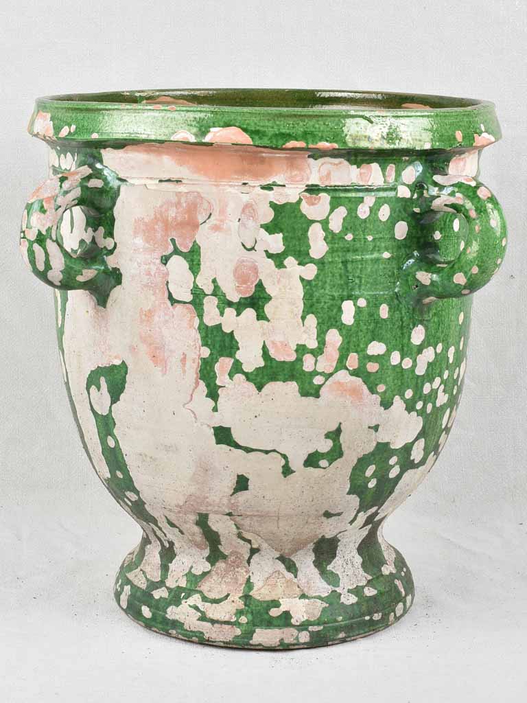 19th century green Castelnaudary planter w/ 4 handles 22"