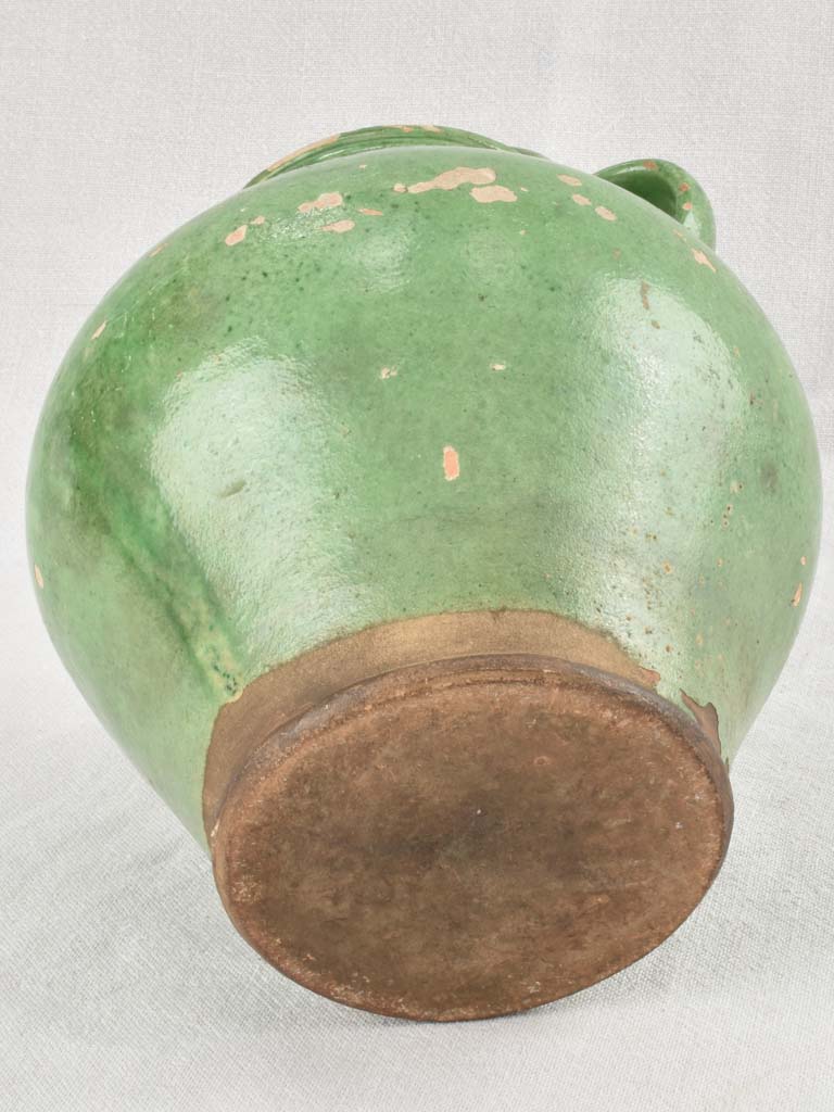 Antique French water pitcher with green glaze 11¾"
