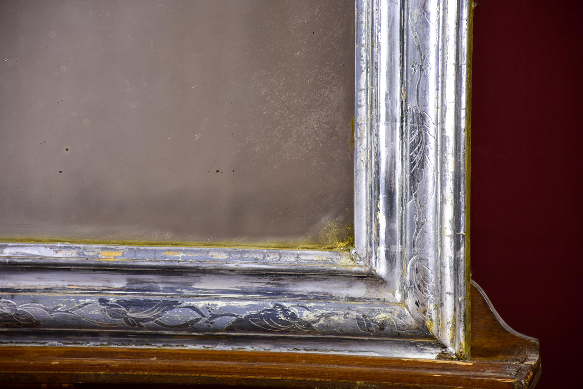 Antique French Louis Philippe mirror with silver frame