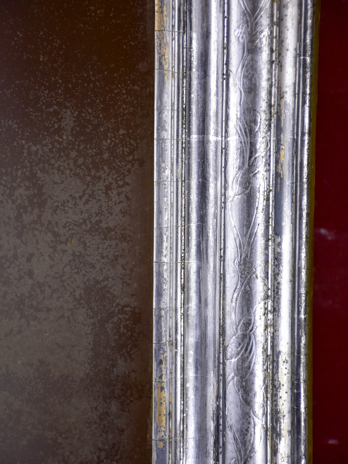 Antique French Louis Philippe mirror with silver frame