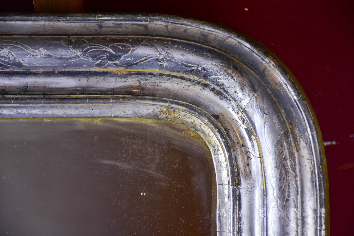 Antique French Louis Philippe mirror with silver frame