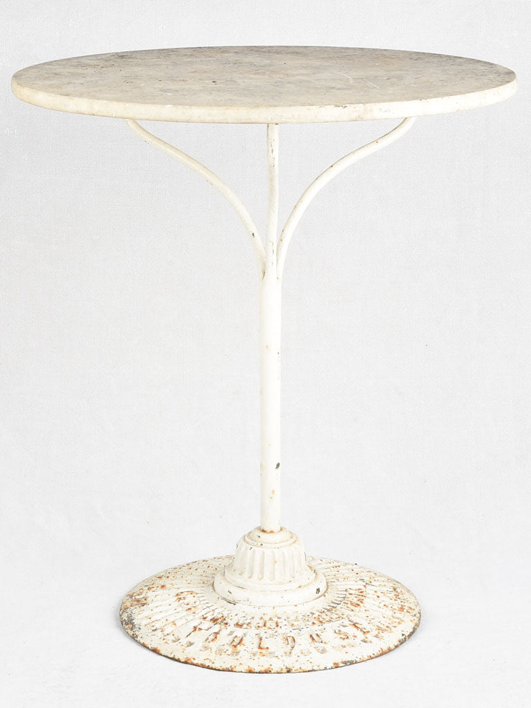 Antique French garden table - cast iron with marble