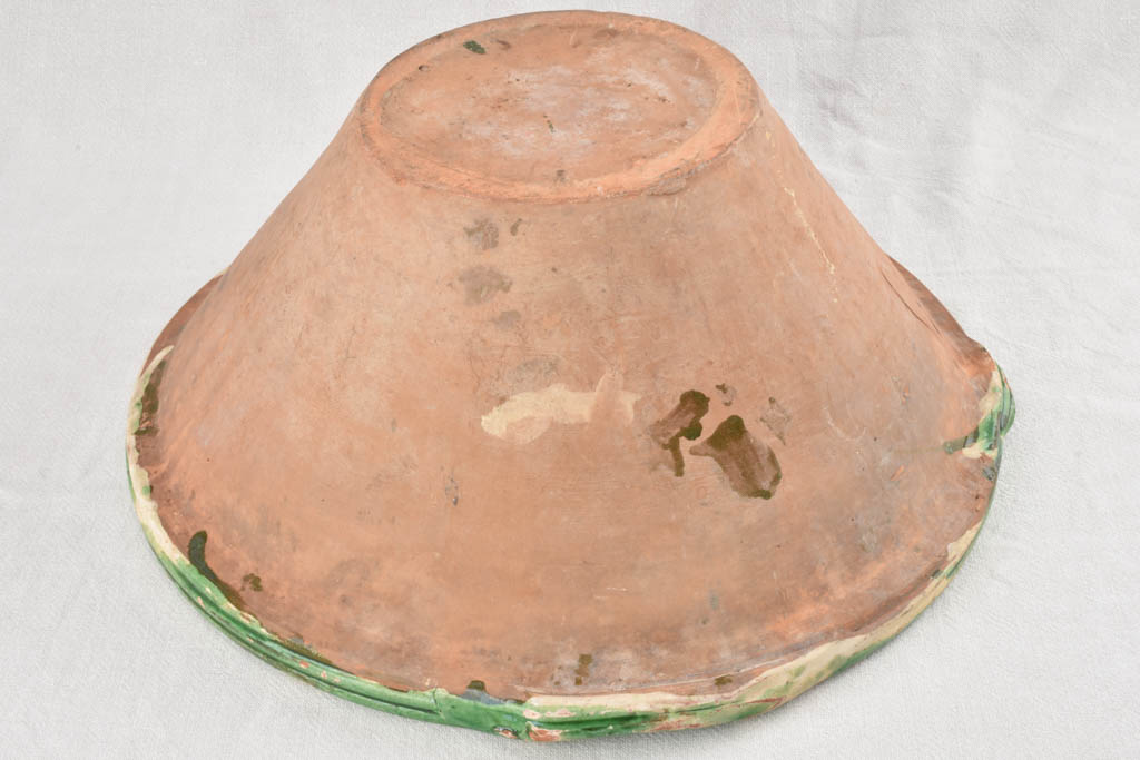 Very large tapered tian bowl with green glaze from South West France19¾"