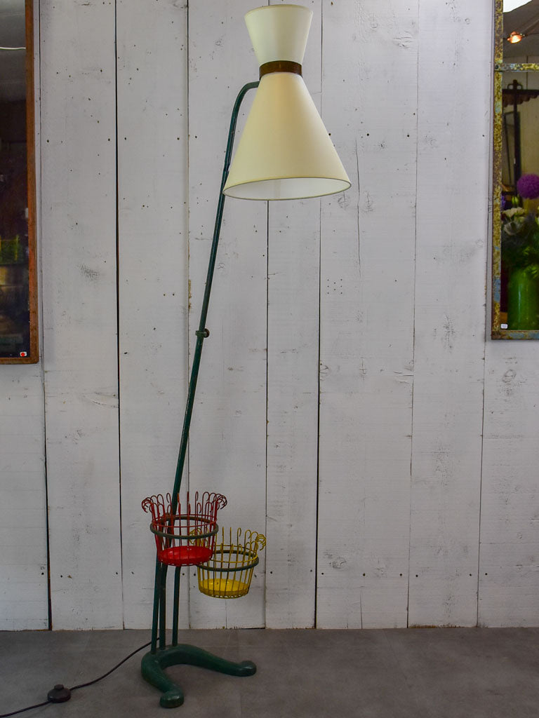 Mid century French floor lamp with pot plant stands
