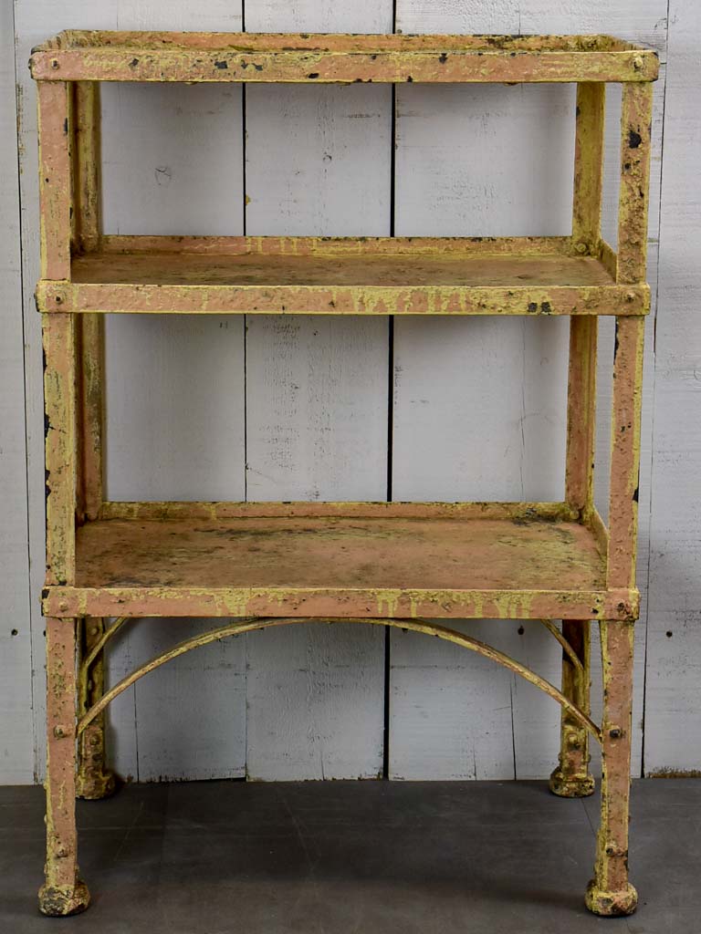 Antique French industrial shelving unit