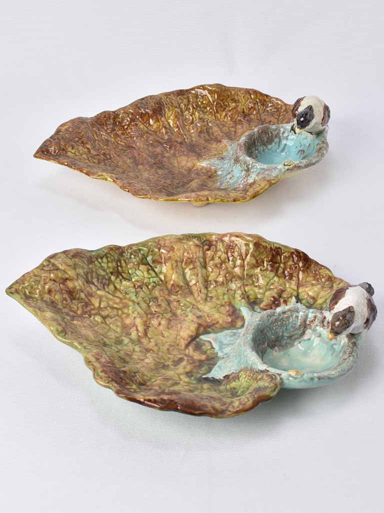 Twentieth-century antique barbotine snack bowls