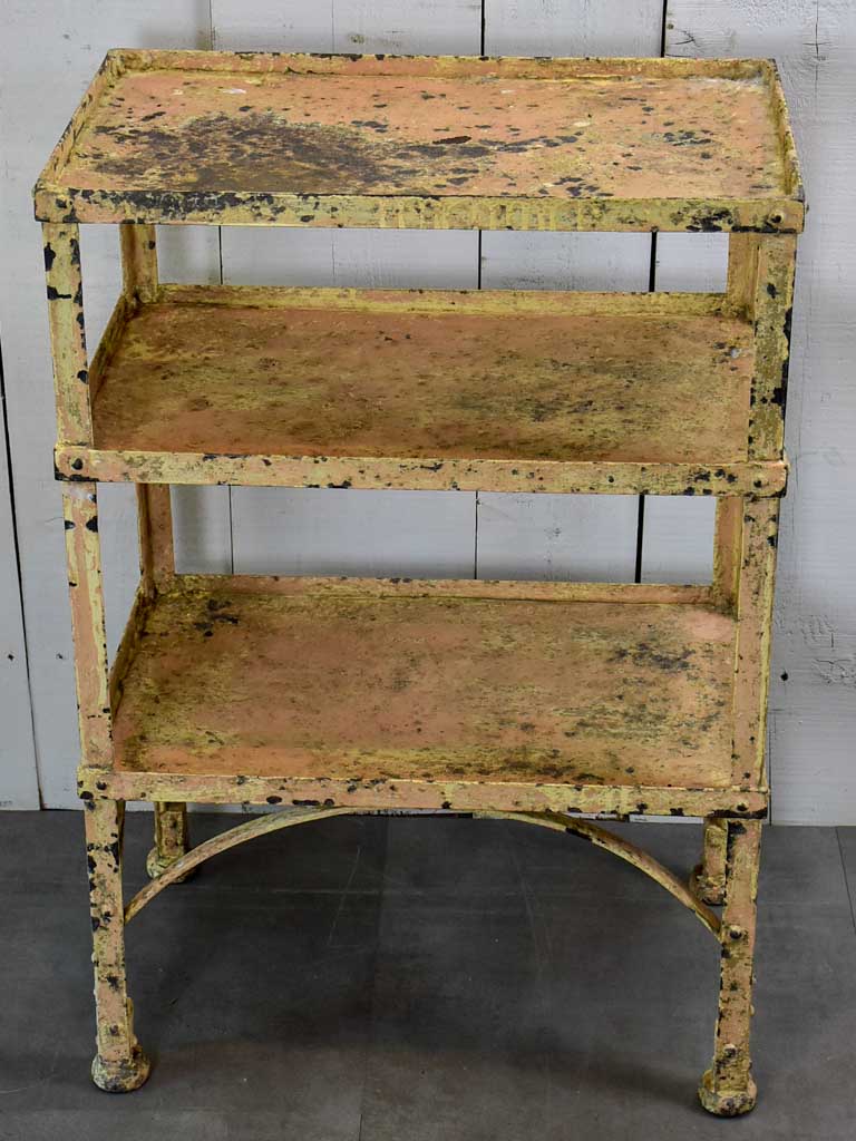 Antique French industrial shelving unit