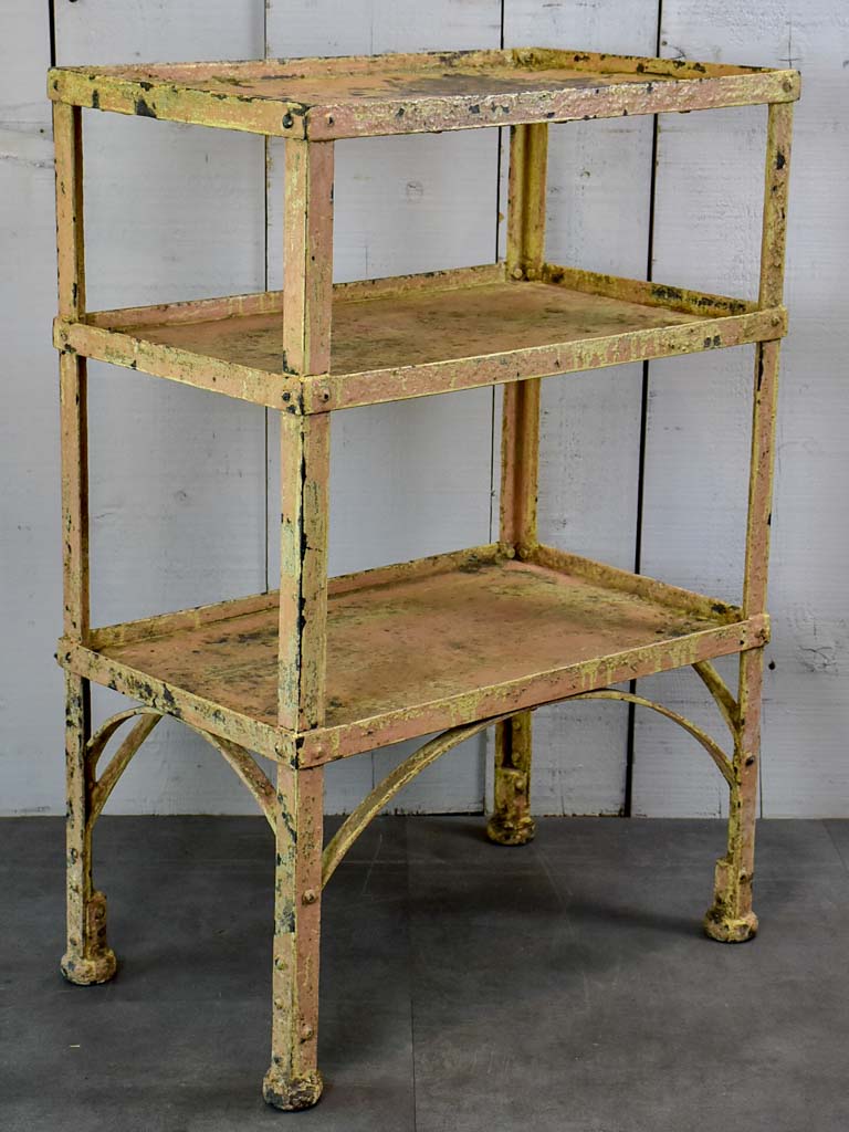Antique French industrial shelving unit