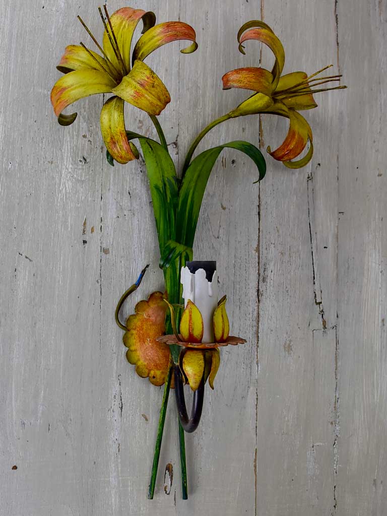 Three mid century lily wall appliques