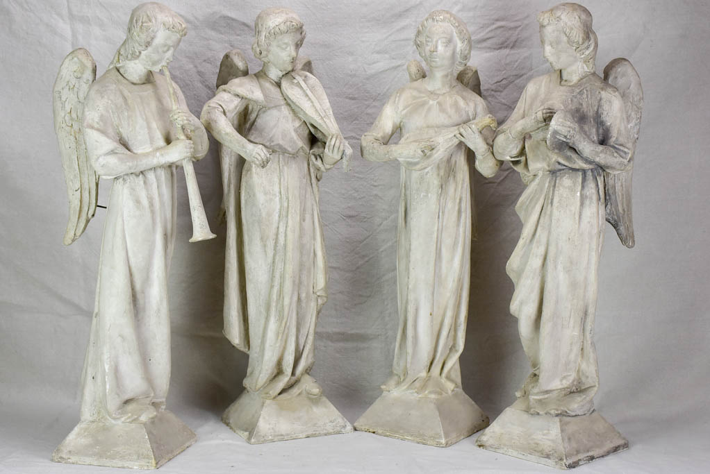 Original Camille Lefèvre (1853–1933) sculptures of four angels playing music - signed 30"