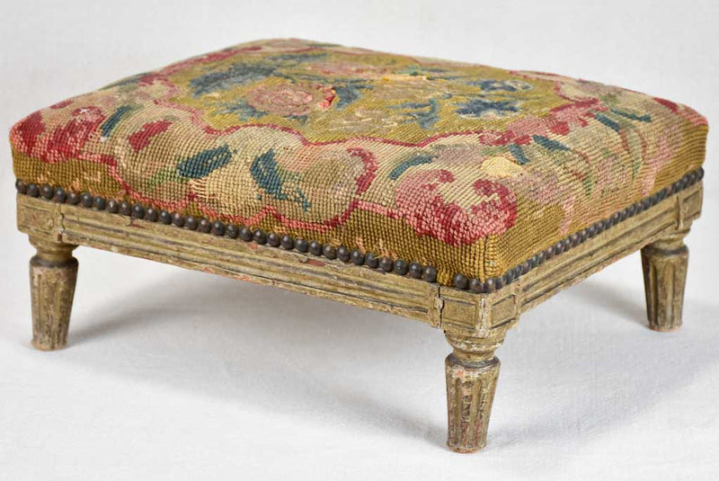 Aged cross-stitch upholstery Louis footrest