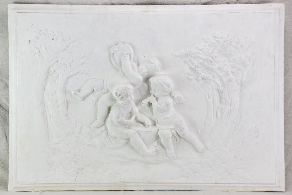 Large boiserie element / wall sculpture with cherubs 38½" x 26½"