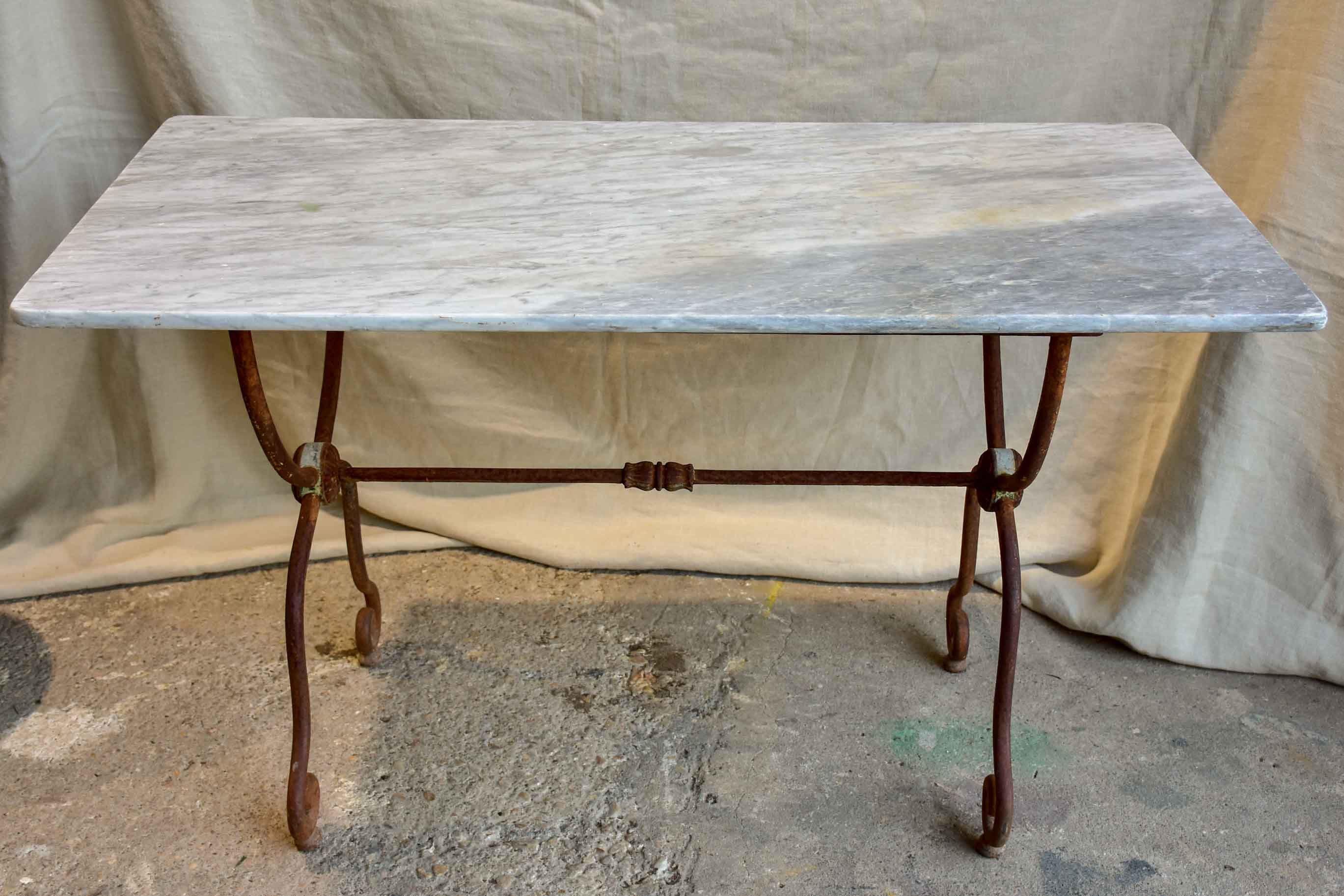 19th Century Rectangular garden table with grey marble top