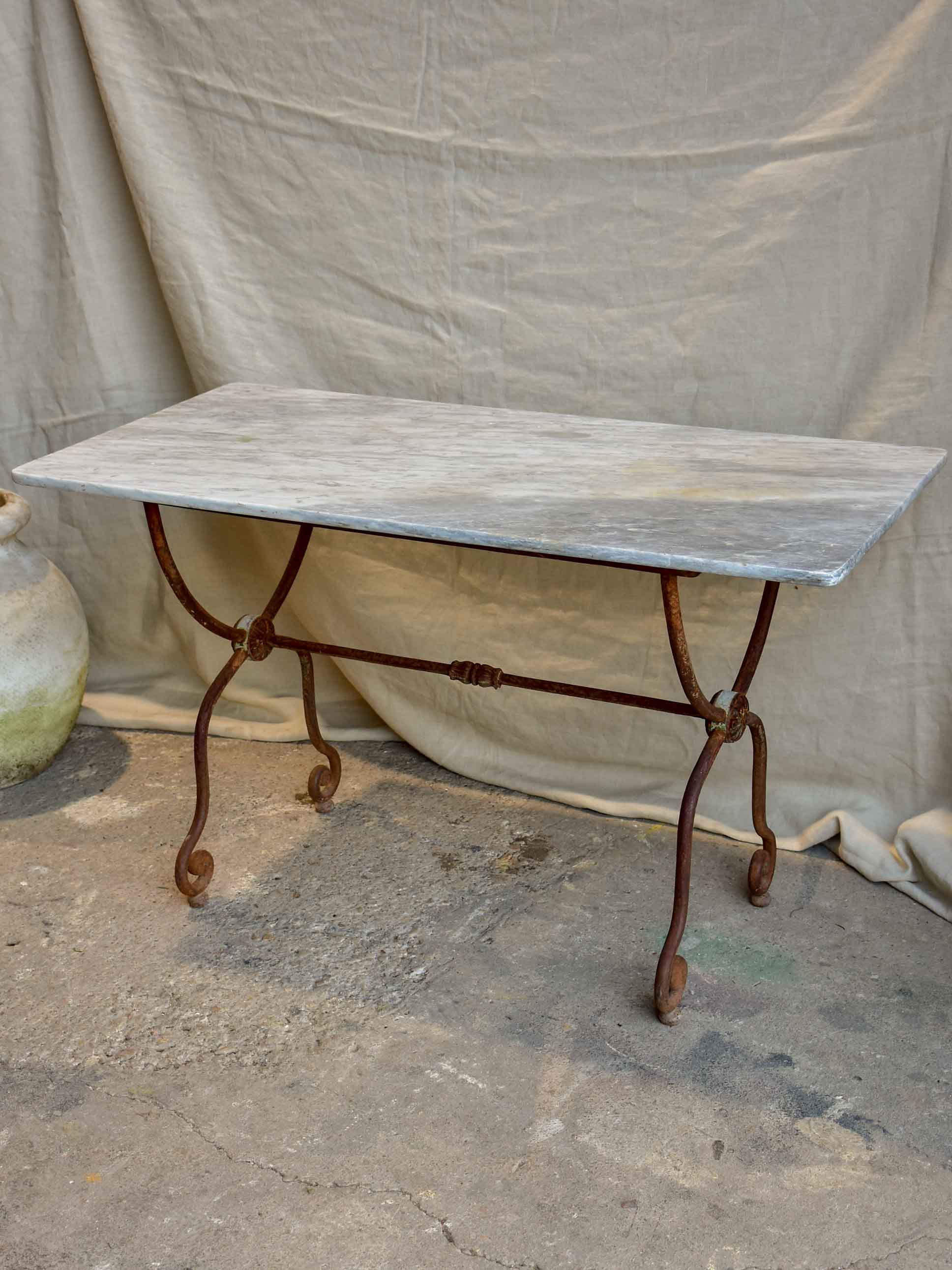 19th Century Rectangular garden table with grey marble top