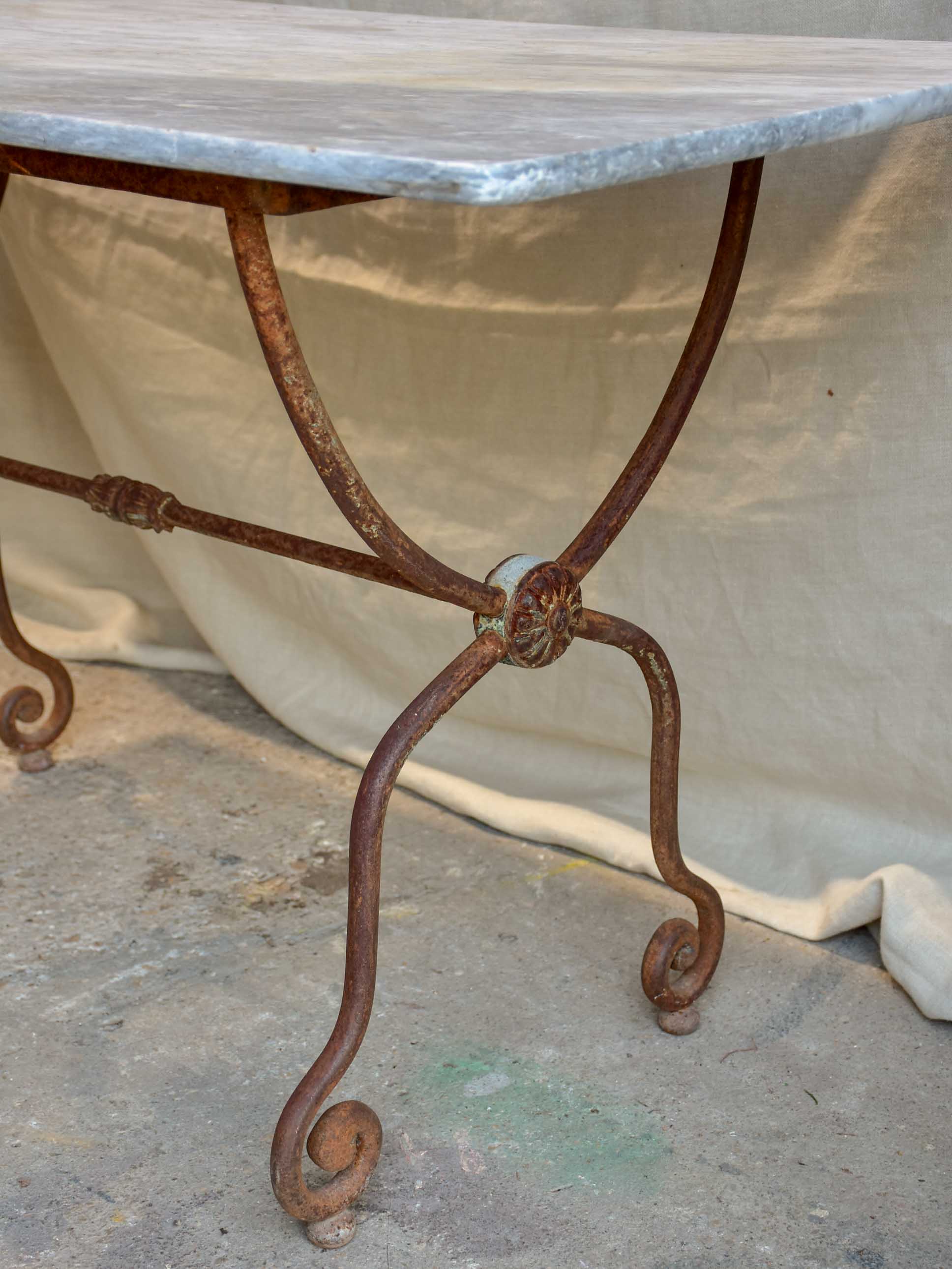 19th Century Rectangular garden table with grey marble top