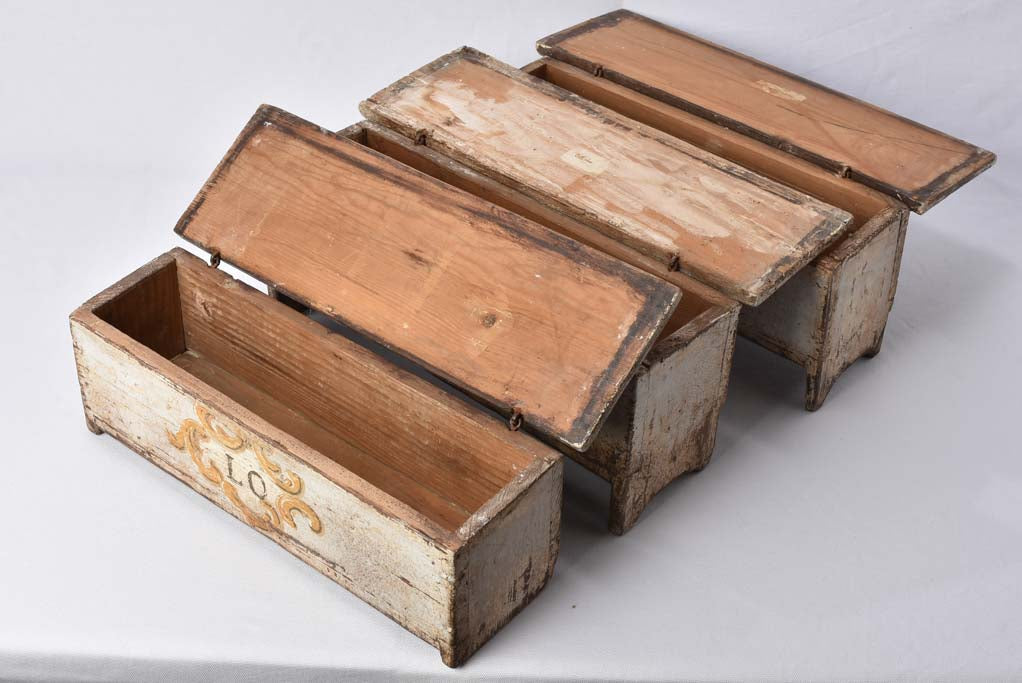 3 rectangular religious trunks - hand painted Italian 20"