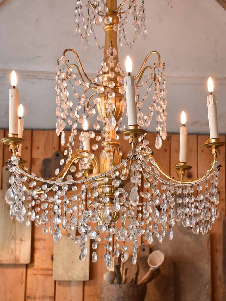 Pair of antique gilded chandeliers - 6 branches 41¼"