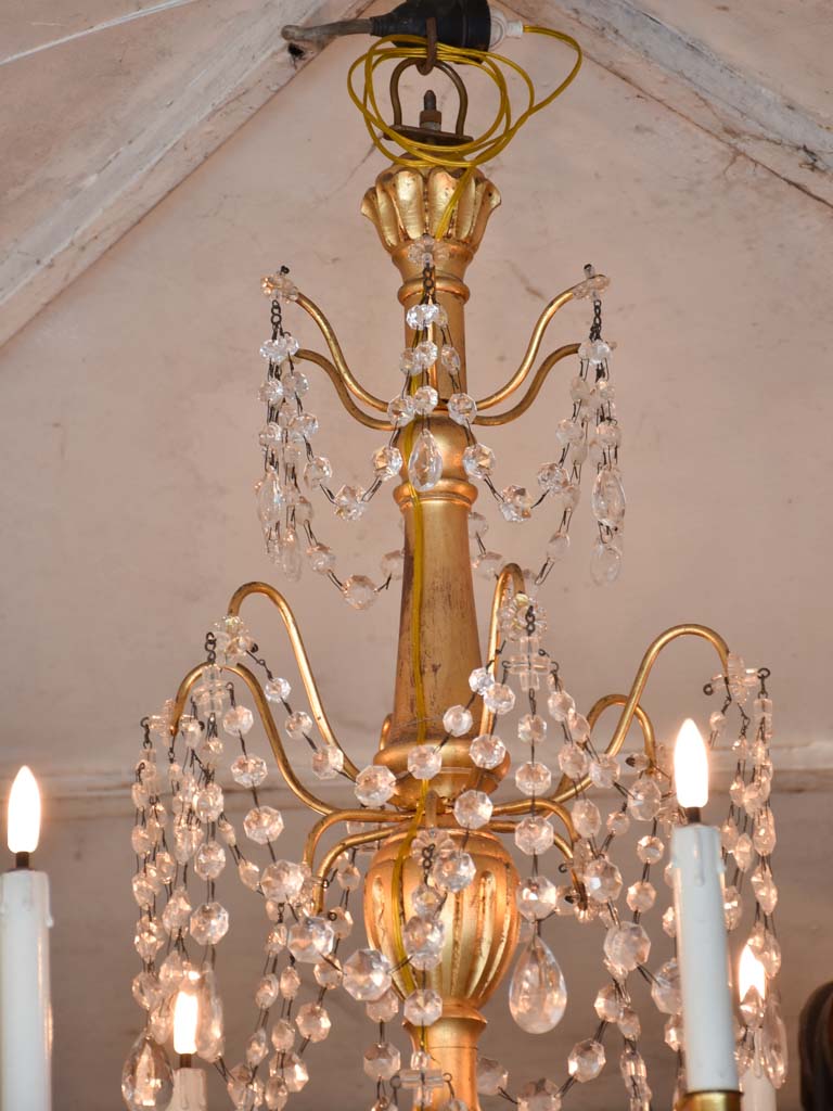 Pair of antique gilded chandeliers - 6 branches 41¼"