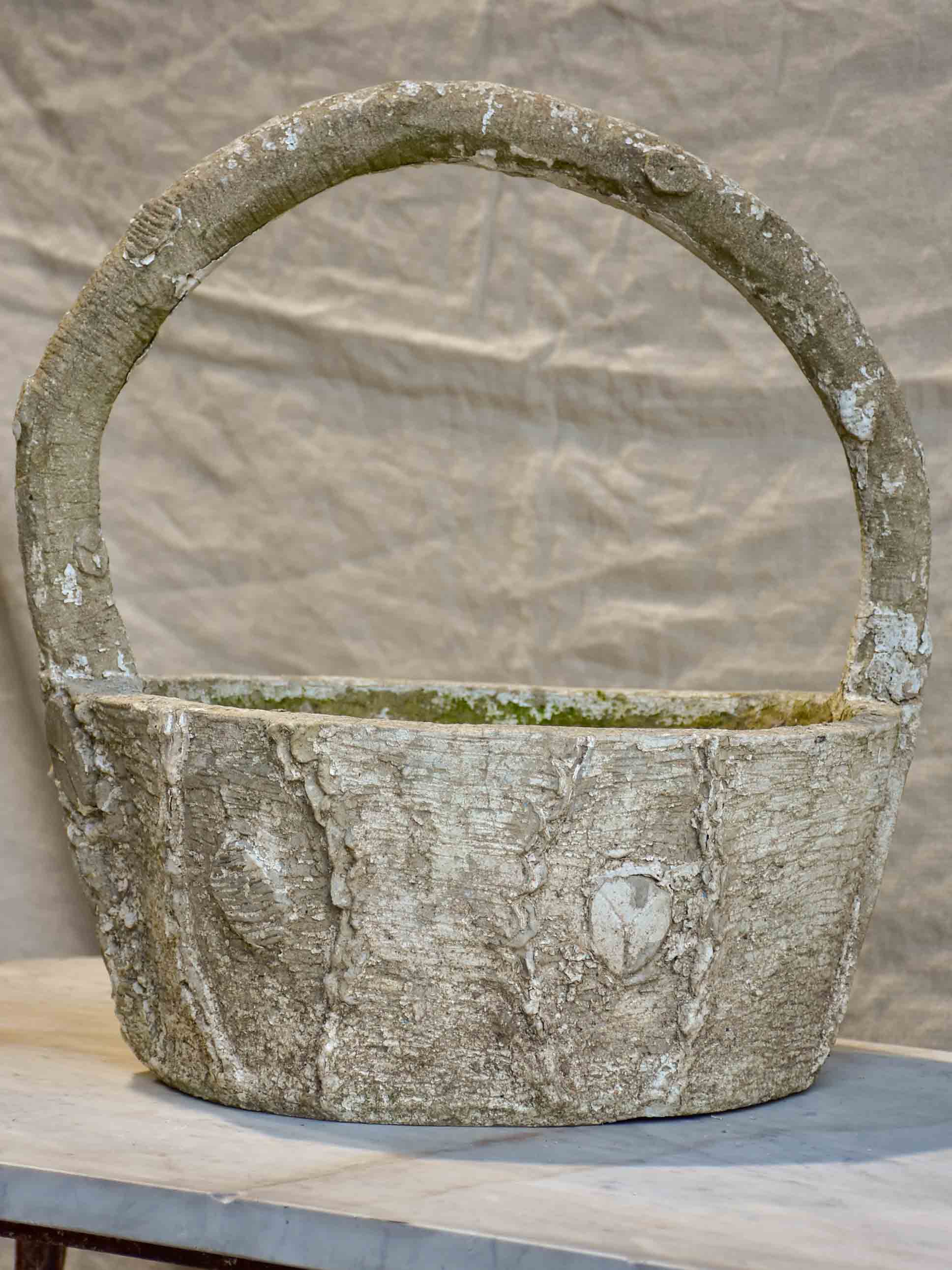Antique French faux bois garden planters - baskets