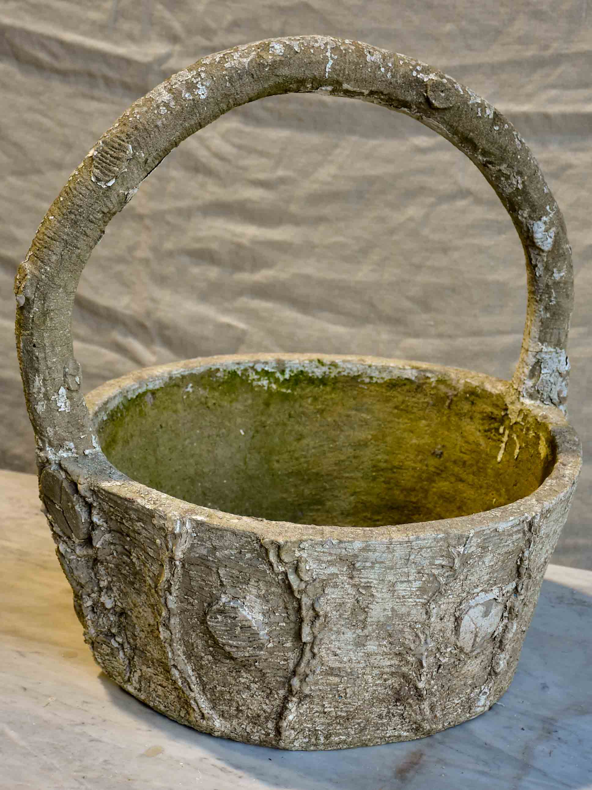 Antique French faux bois garden planters - baskets