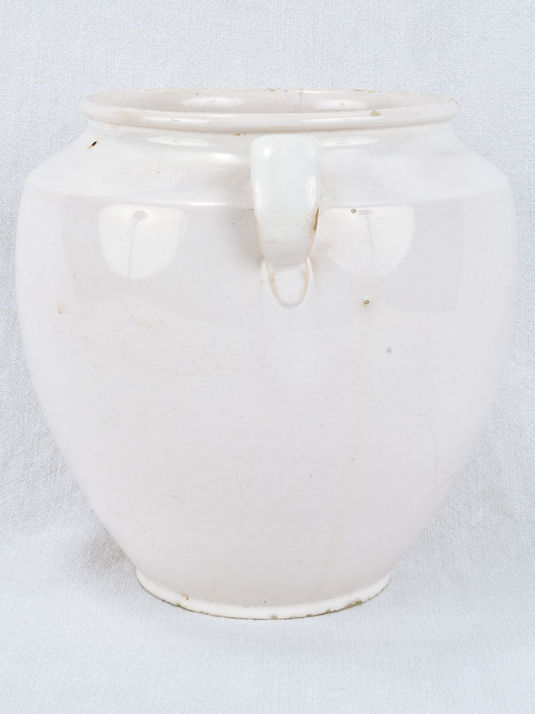 Large antique French egg pot - white 10¼"