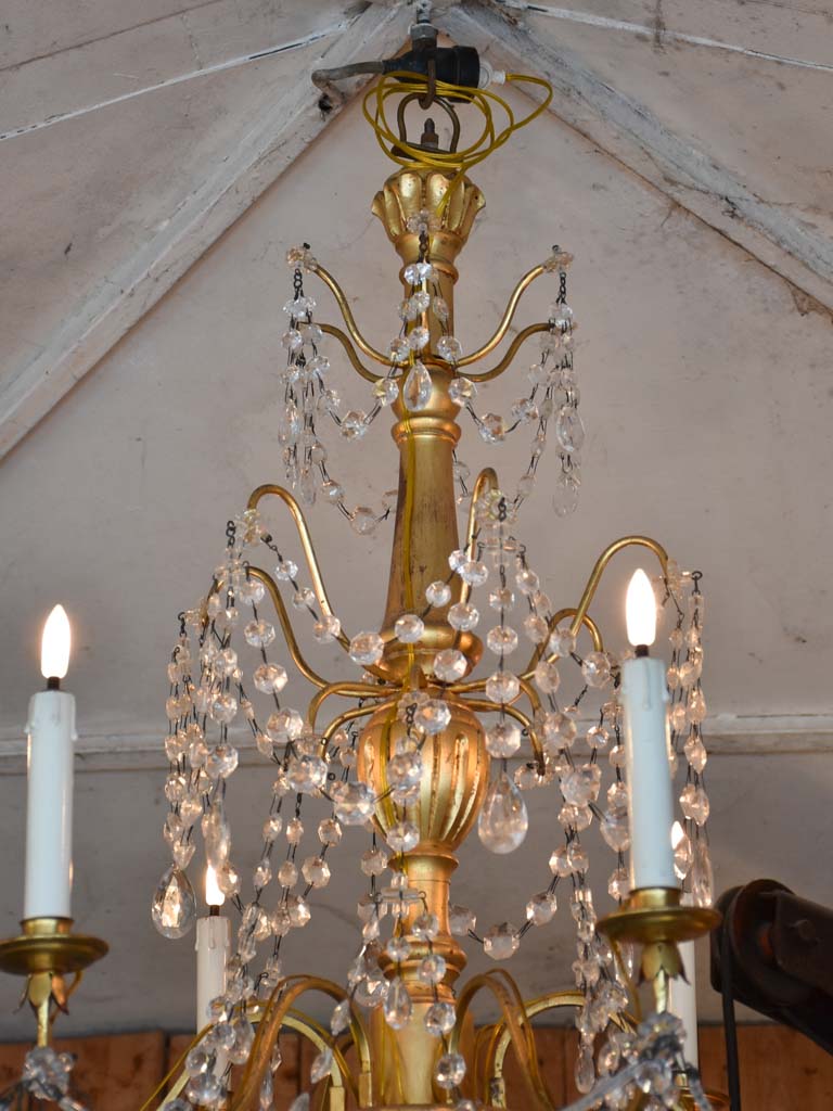 Pair of antique gilded chandeliers - 6 branches 41¼"