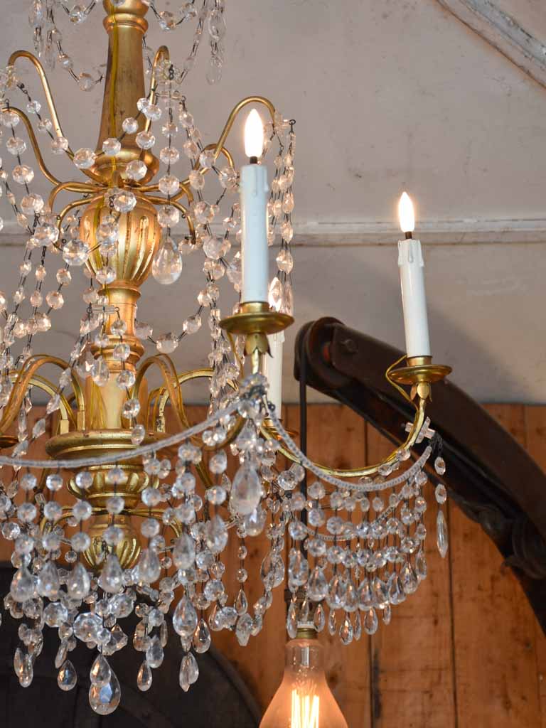 Pair of antique gilded chandeliers - 6 branches 41¼"