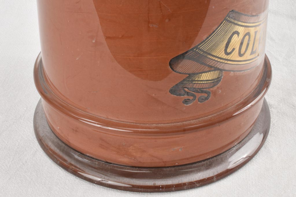 Large 19th century Italian apothecary glass jar with lid - Colocynthis 23¾"