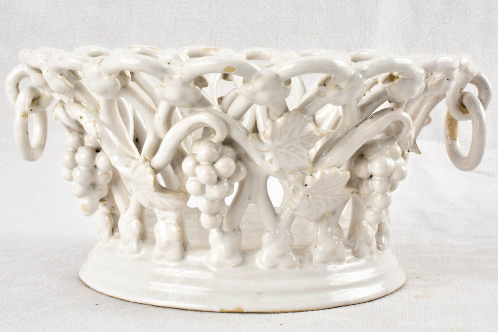 Grape-decorated vintage ceramic woven bowls