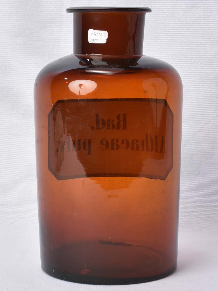 Large antique apothecary jar - amber glass 13"