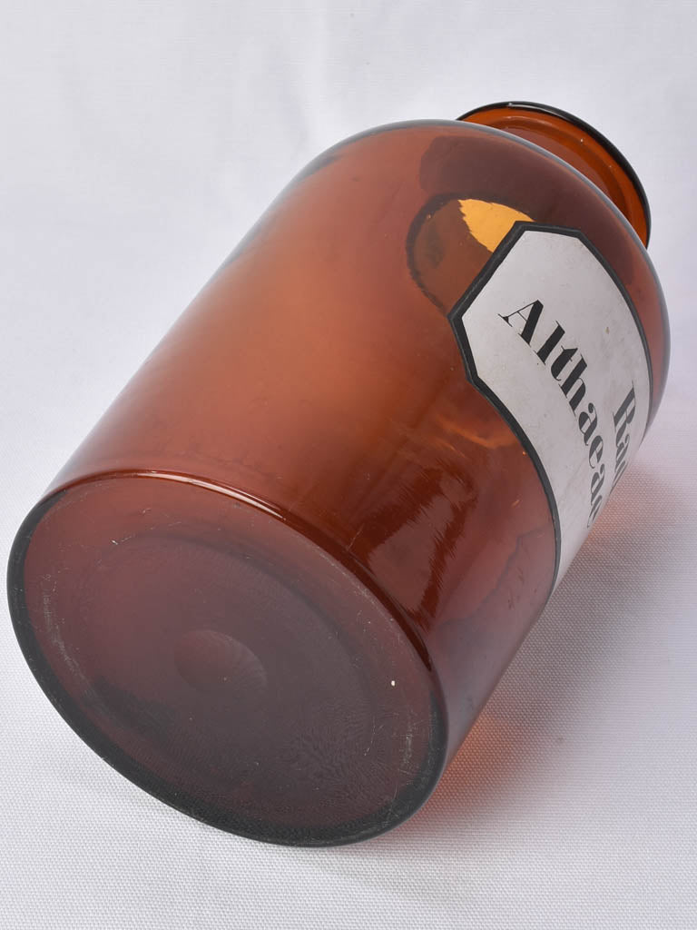 Large antique apothecary jar - amber glass 13"