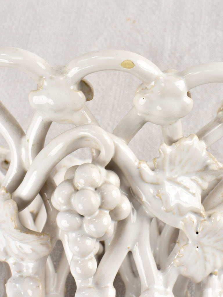 Artistic French white ceramic baskets set