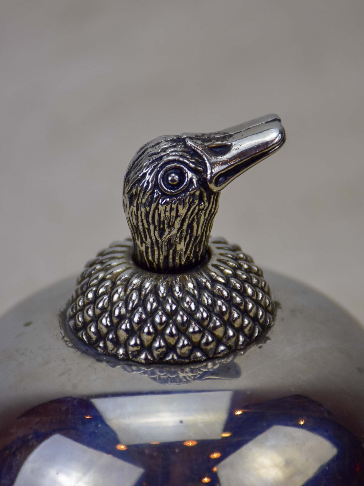 Vintage French fois gras / caviar dish - silver duck
