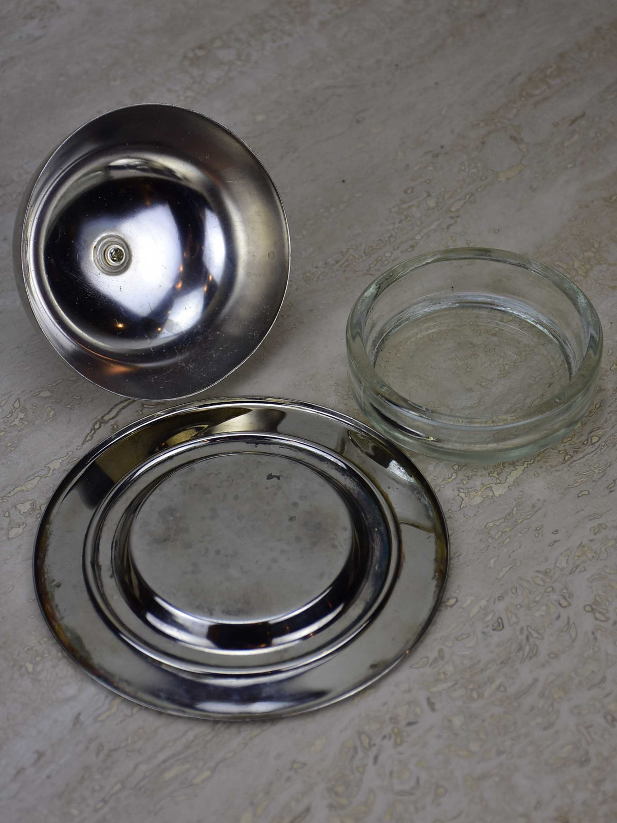 Vintage French fois gras / caviar dish - silver duck