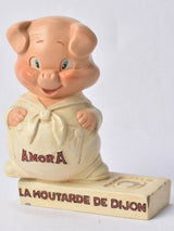 Vintage Hand-Cast Mustard Pig Sculpture
