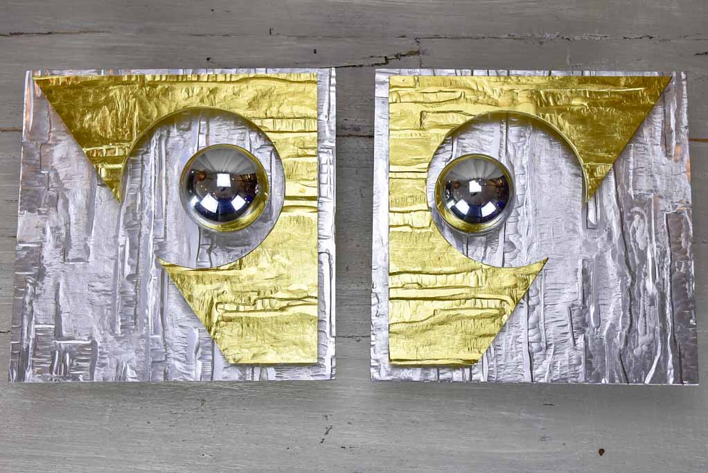 1970's classic dual-tone aluminium wall lights