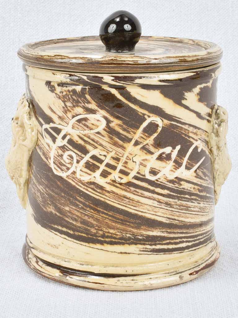 Antique French tobacco pot with lid 4¾"