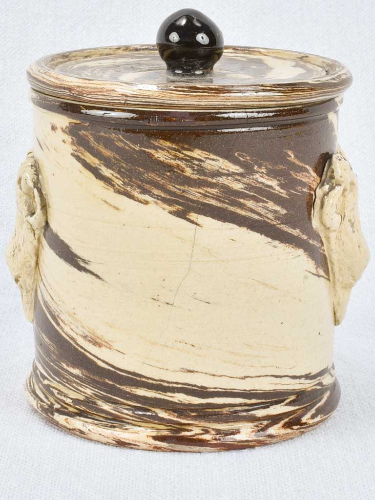 Antique French tobacco pot with lid 4¾"