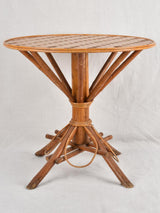 1950s rattan & chestnut round table 27¼"