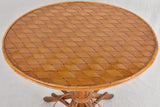 1950s rattan & chestnut round table 27¼"