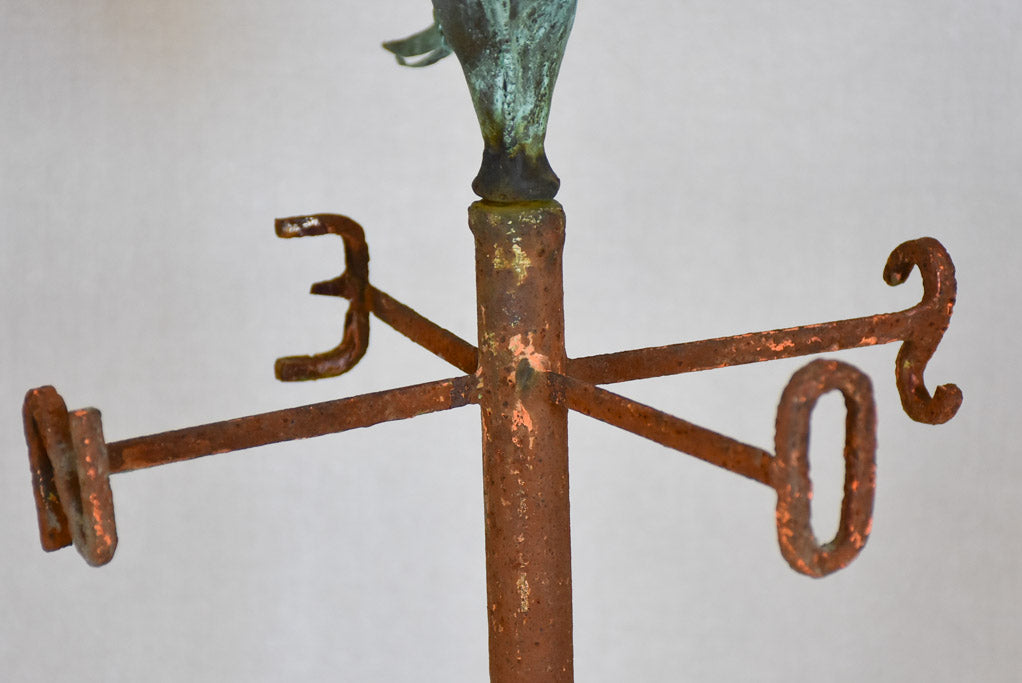 19th Century French weather-vane rooster - copper and iron 38¼"