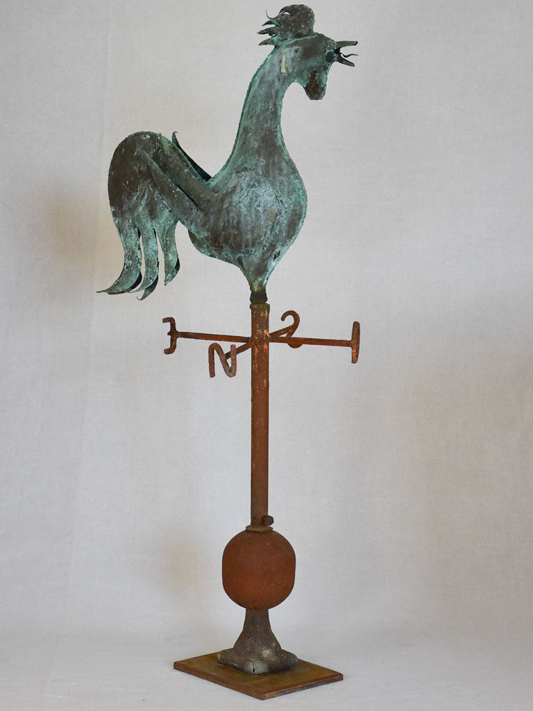 19th Century French weather-vane rooster - copper and iron 38¼"