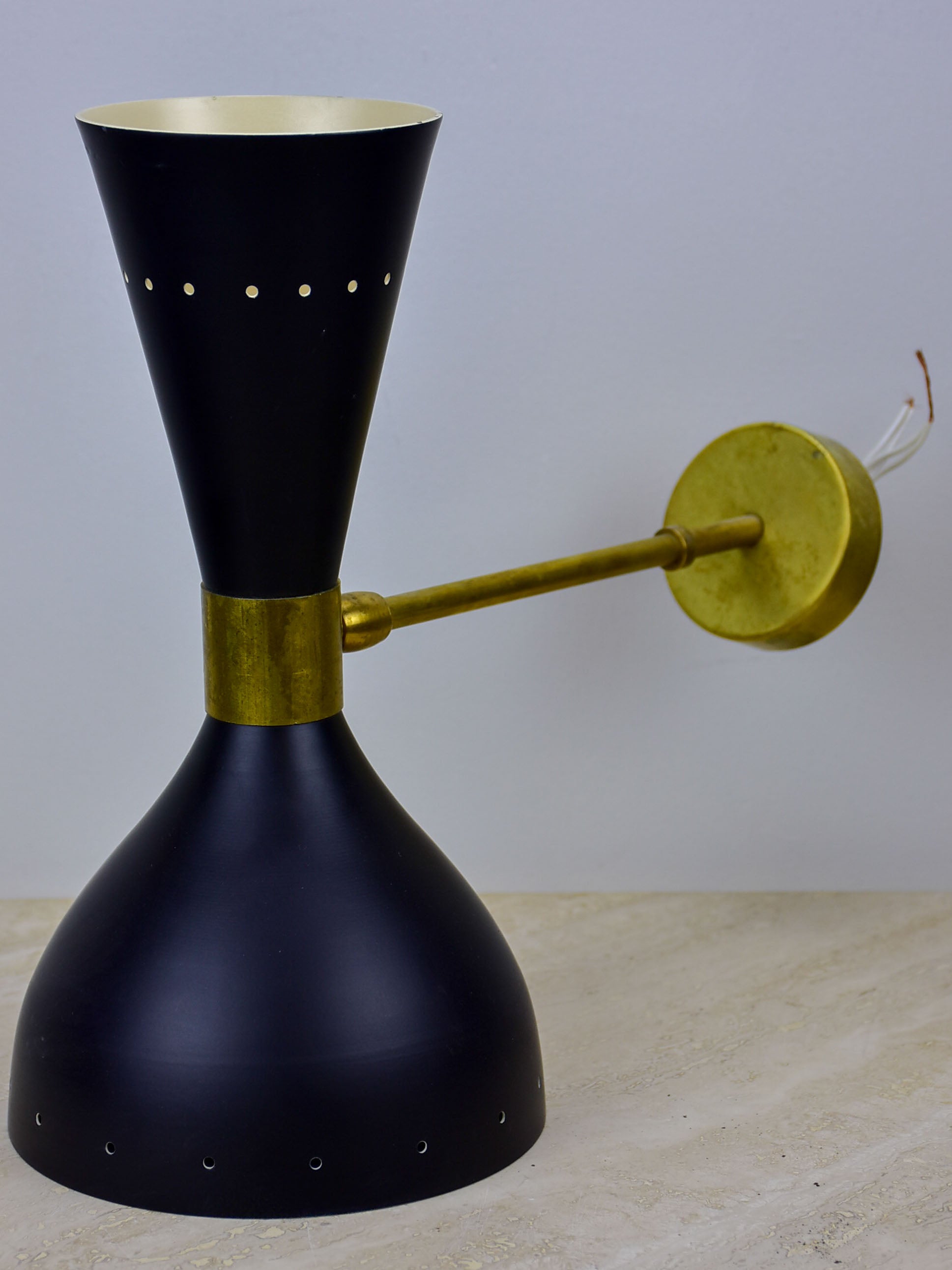 Pair of matt black Stilnovo wall sconces - moonlight