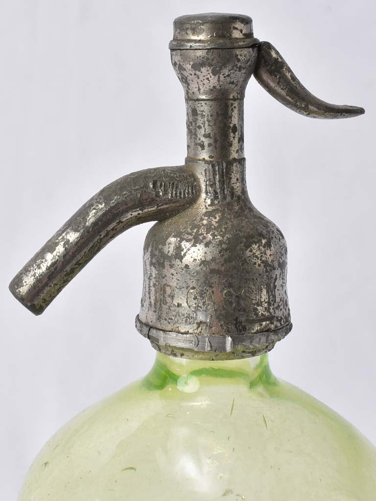 1930s Uranium glass seltzer siphon - D. Gassin Carpentras 12½"