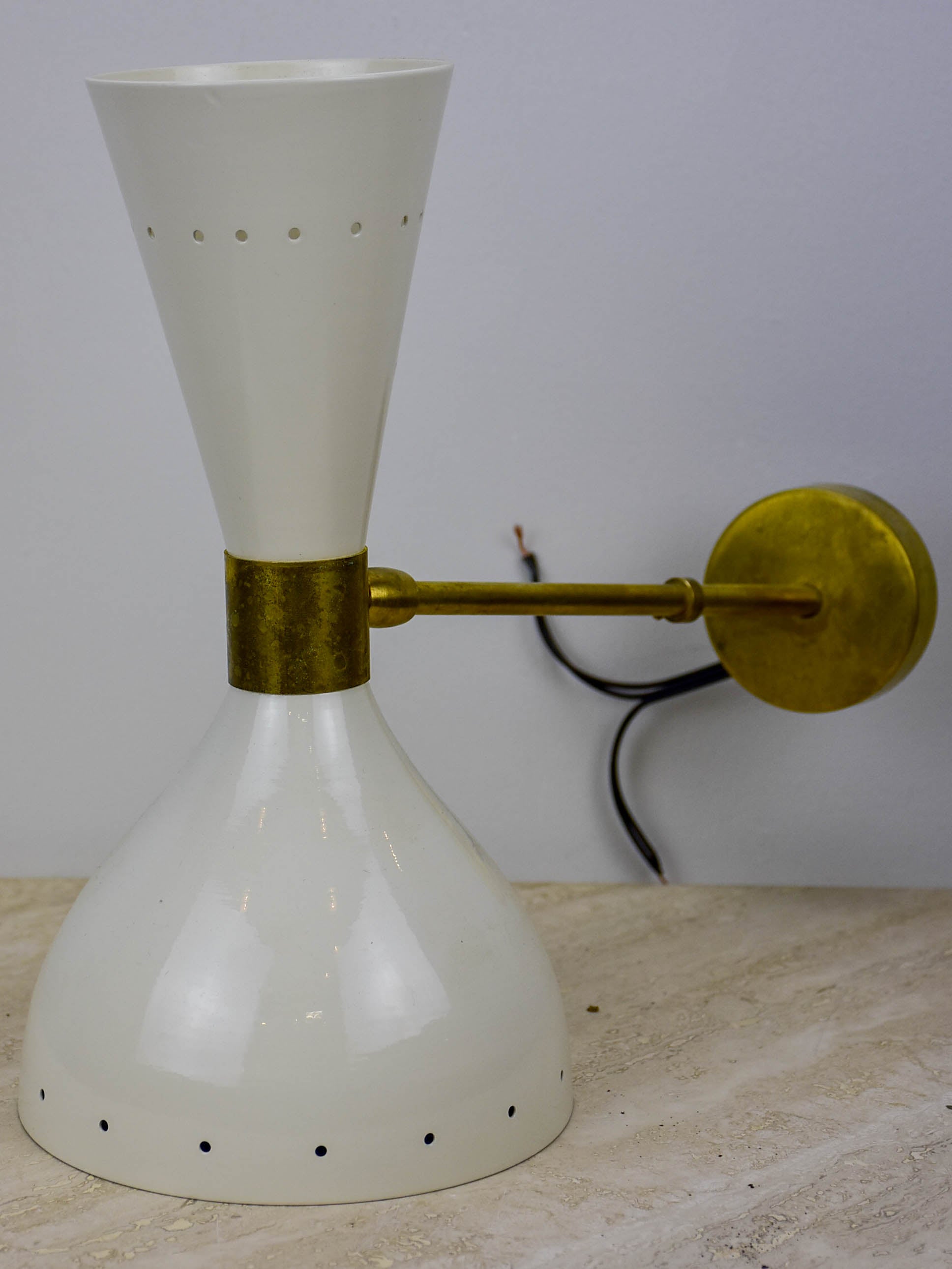 Pair of glossy white Stilnovo wall sconces - moonlight