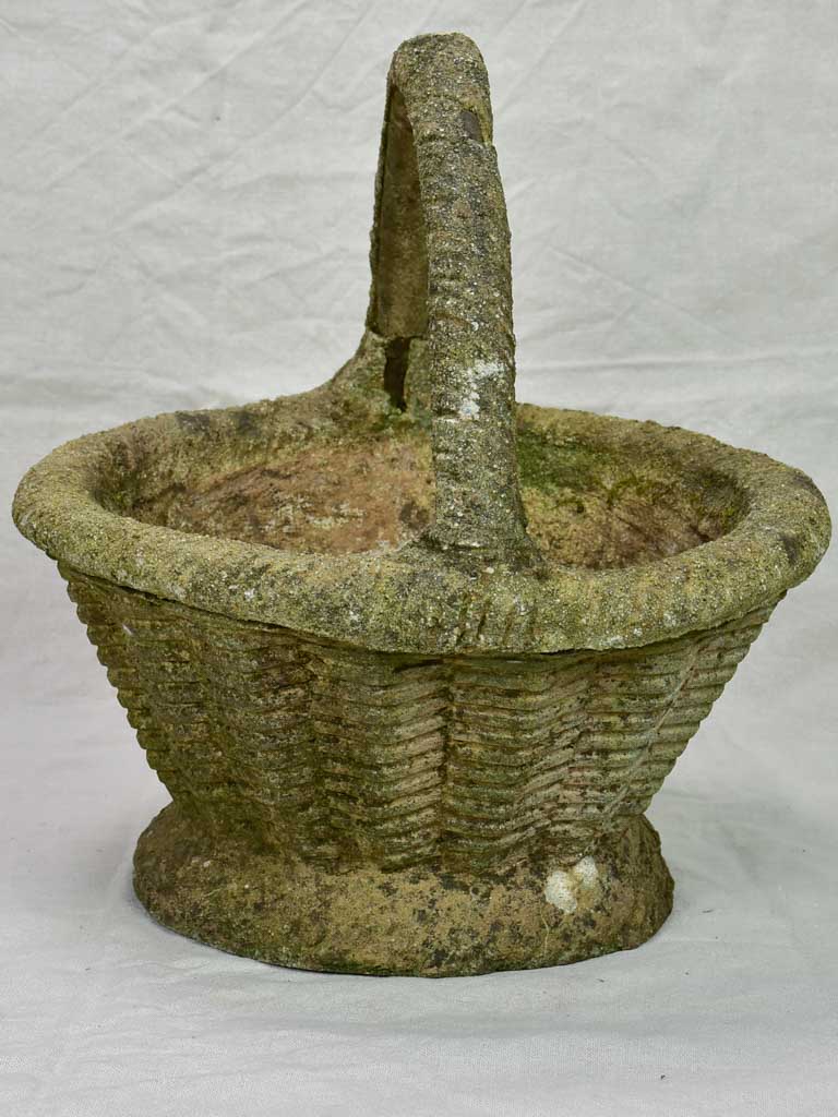 Vintage French garden planter / flower pot basket 17"