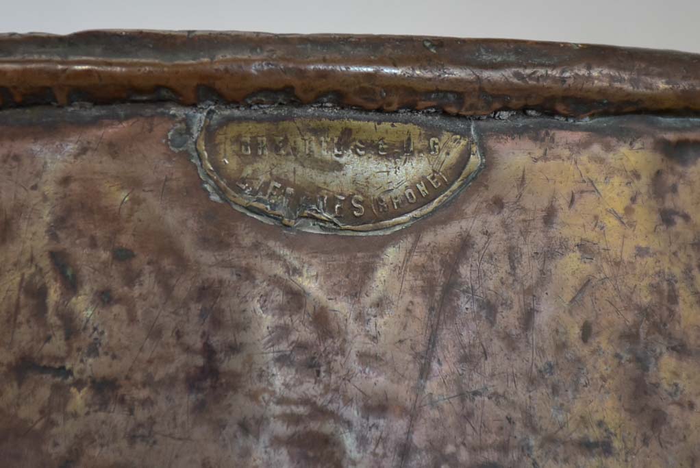 19th Century French copper bucket from a winemaker - tall 12½"